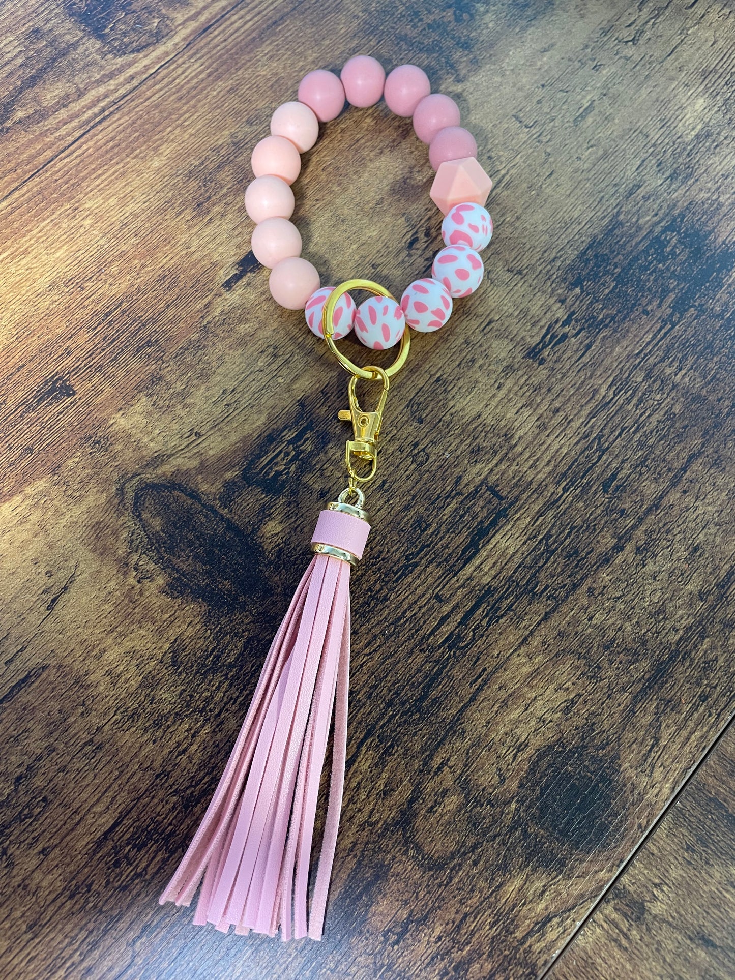 Pink Animal Print Silicone Wristlet