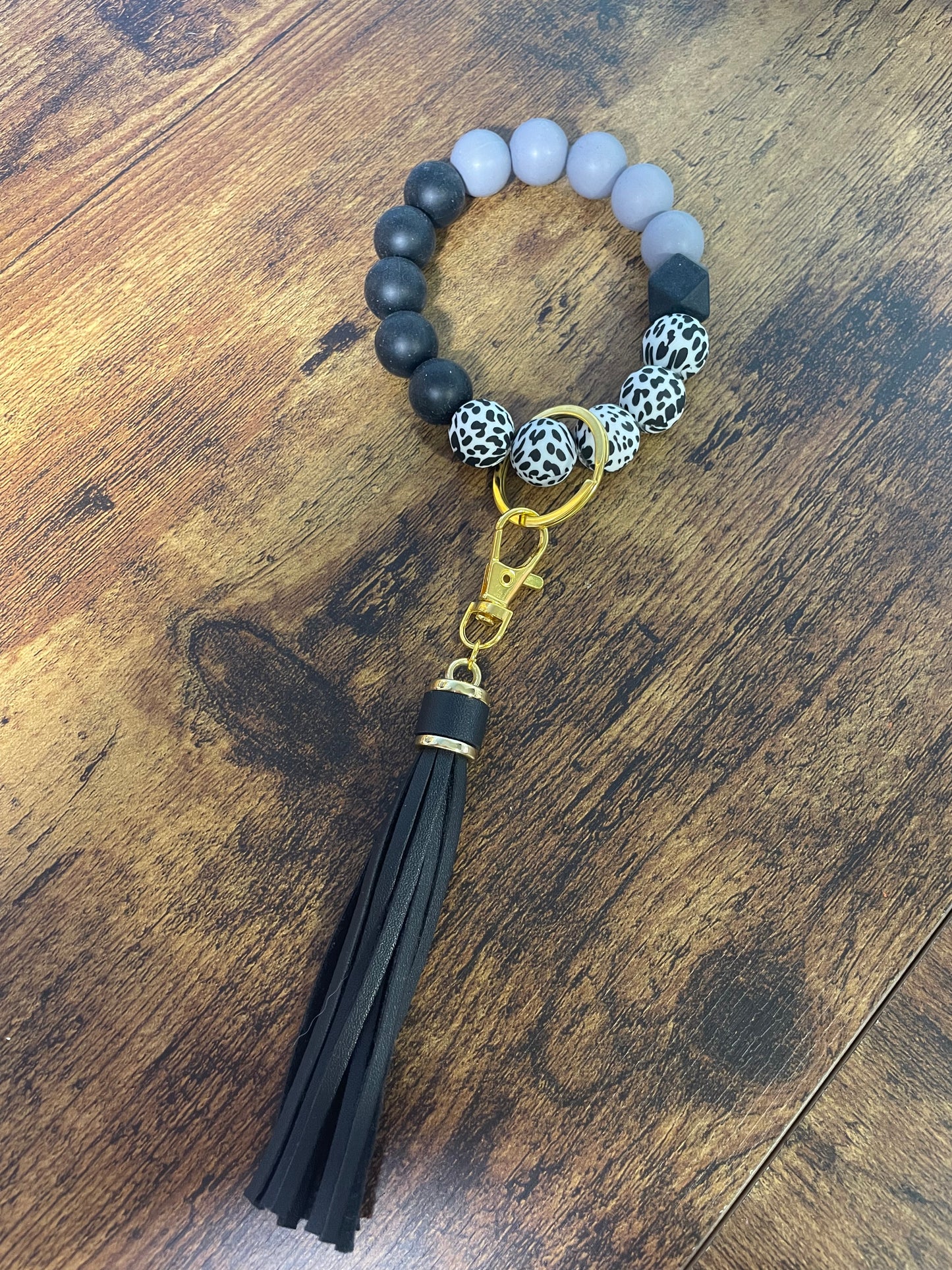 Black Animal Print Silicone Wristlet