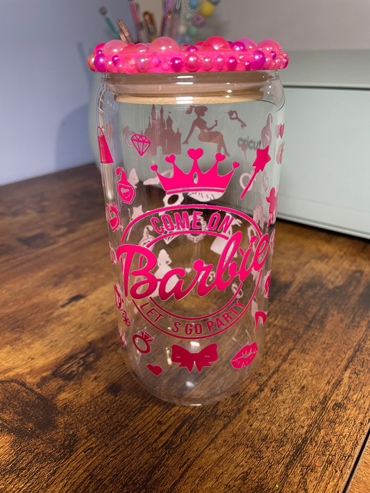 Pink Doll With Rhinestone Sparkly Lid