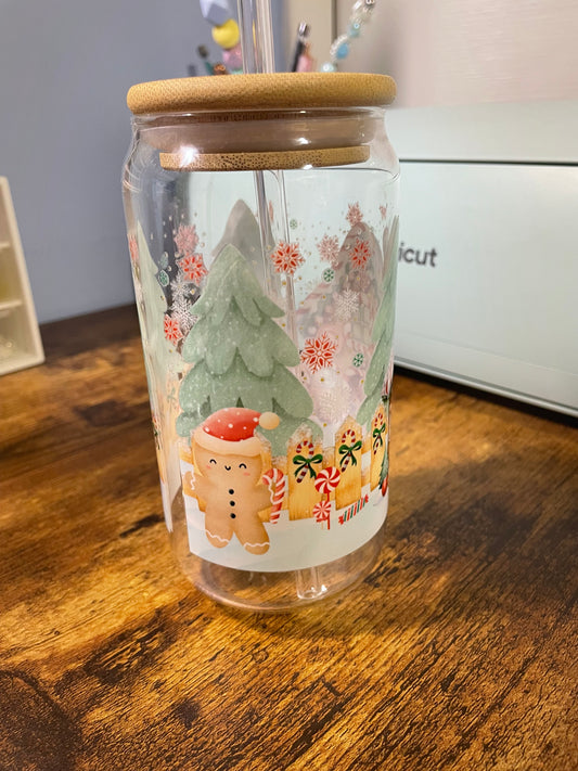 Gingerbread 16oz Glass Tumbler