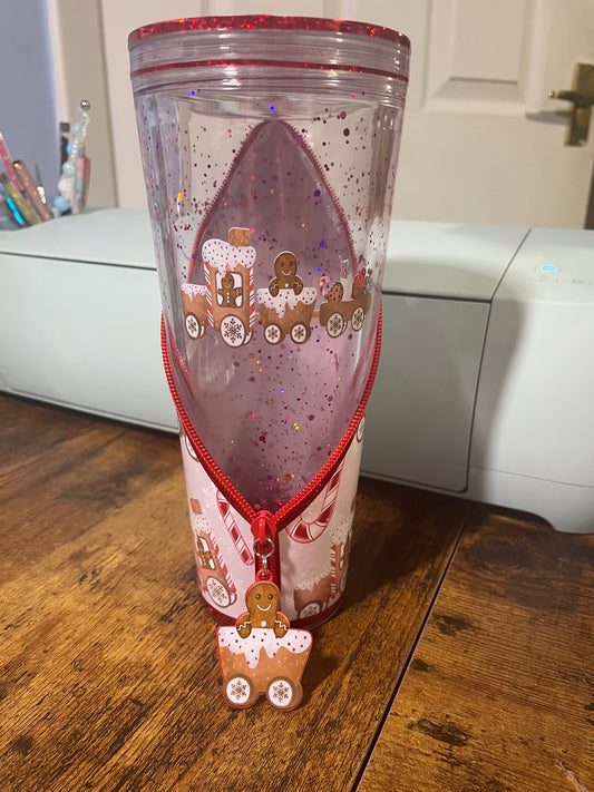 Gingerbread Train 24oz Zipper Tumbler