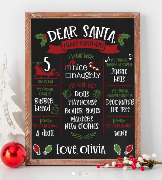 Dear Santa Chalkboard